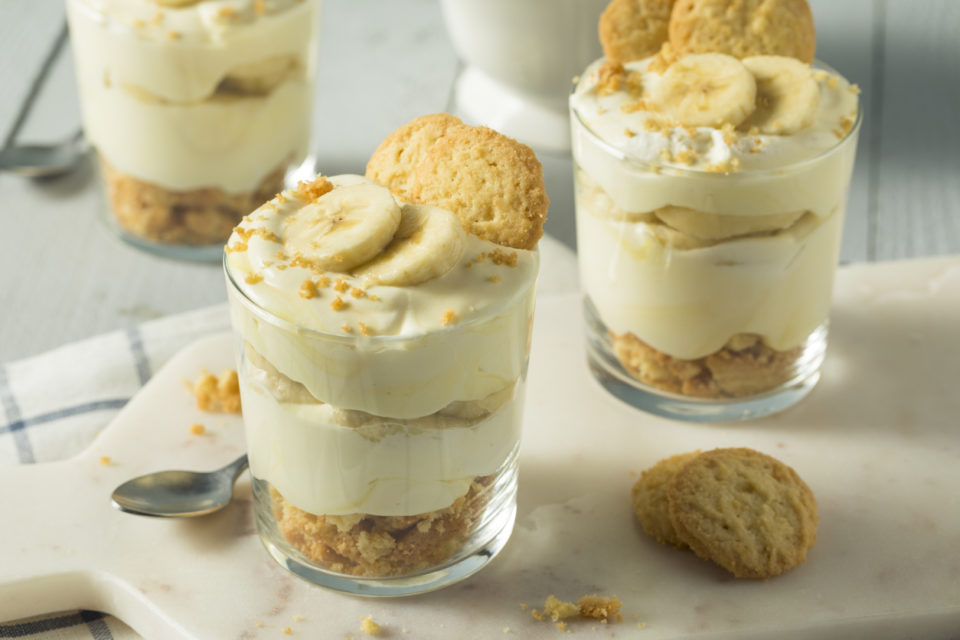 Sweet Homemade Banana Pudding with Vanilla Wafers.