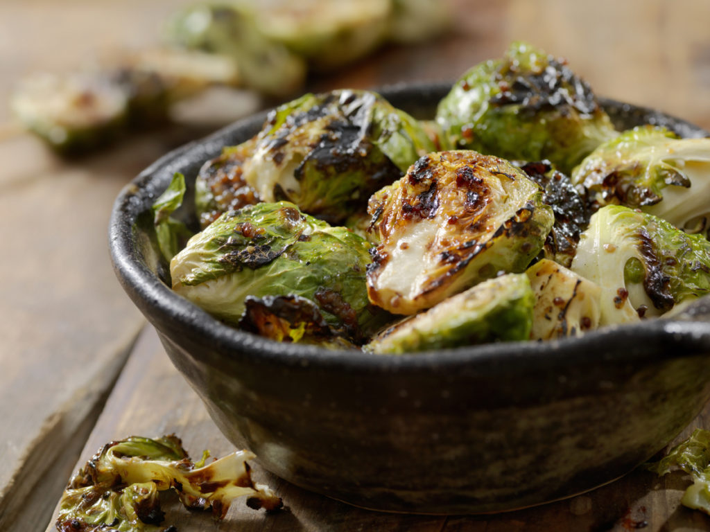 Brussels Sprouts with Grainy Mustard, Honey Glaze
