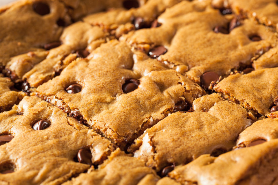 Homemade Chocolate Chip Blondies Cut Into Squares